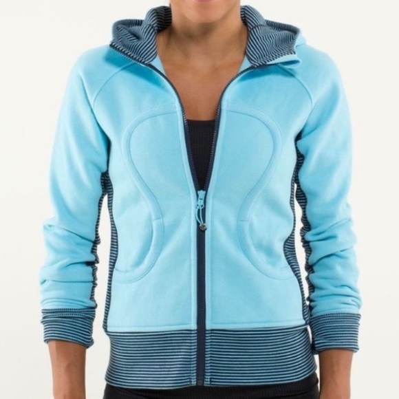 🌟HP🌟 Lululemon Blue Moon/Hyper Stripe Scuba Hoodie Stretch - Size 6 RARE - Picture 3 of 16